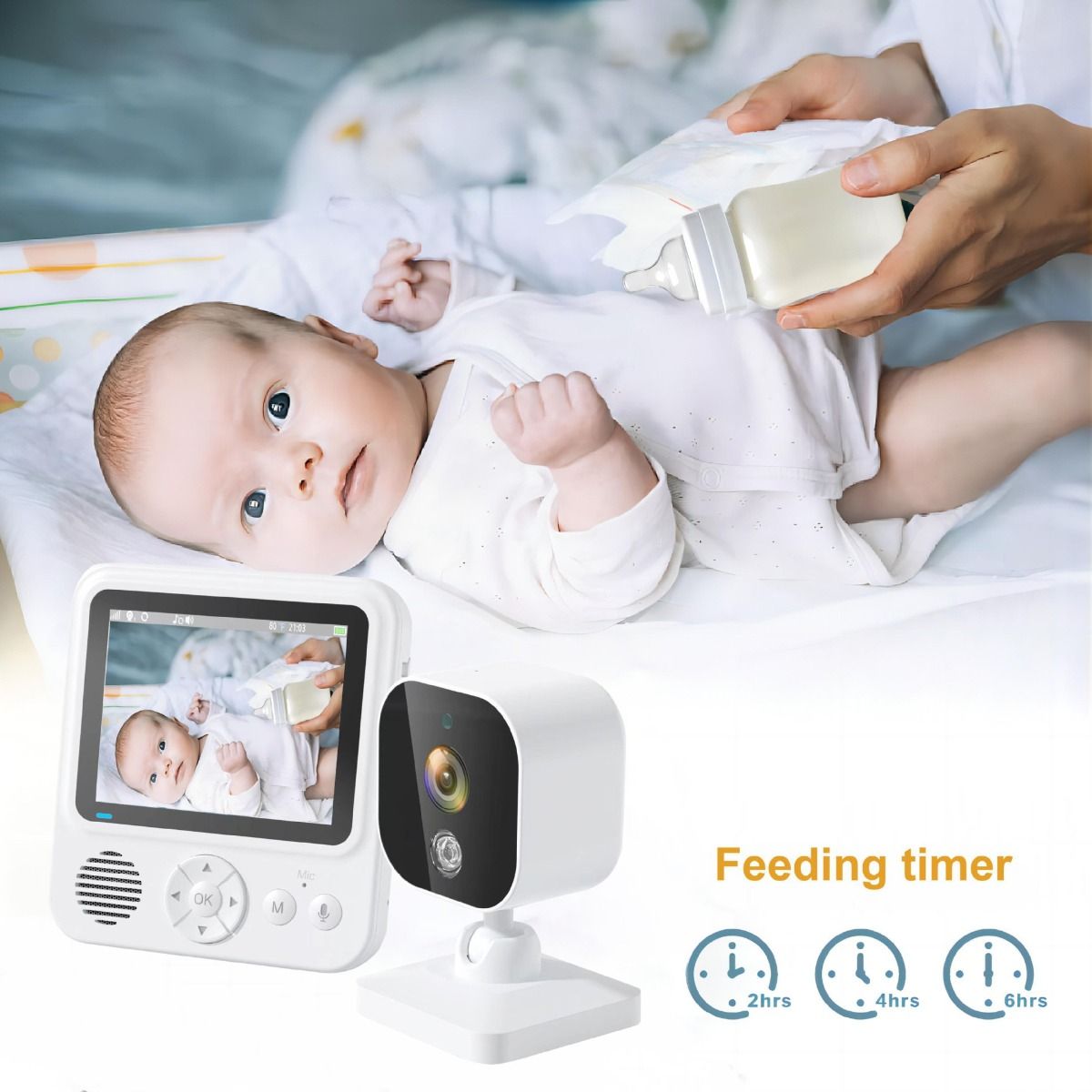 Experience Peace of Mind with AMB900 2.8 Inch Video Baby Monitor 720P HD Night Vision and Two Way Intercom