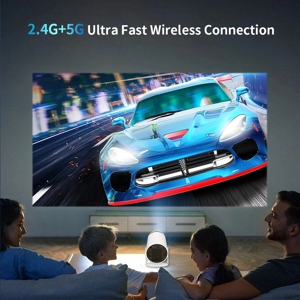 HY300 Android Projector Smart Portable 1280x720P Full HD WiFi 6 Home Theater Versatile Movie Night