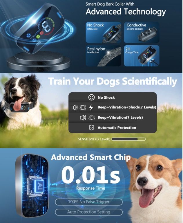 Pet Dog Anti Barking Device Gentle Ultrasonic Collar Stop Barking Comfortable Trust Building Solution