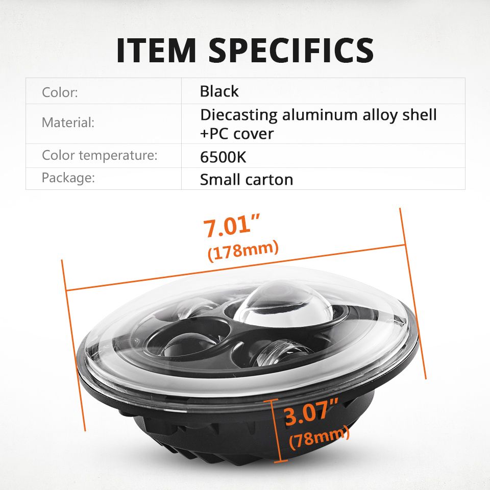 Motorcycle LIGHT 7 Inch LED Headlight for Jeep Wrangler Lada Niva 4x4 Bright Yellow White Angel Eye Weatherproof Design