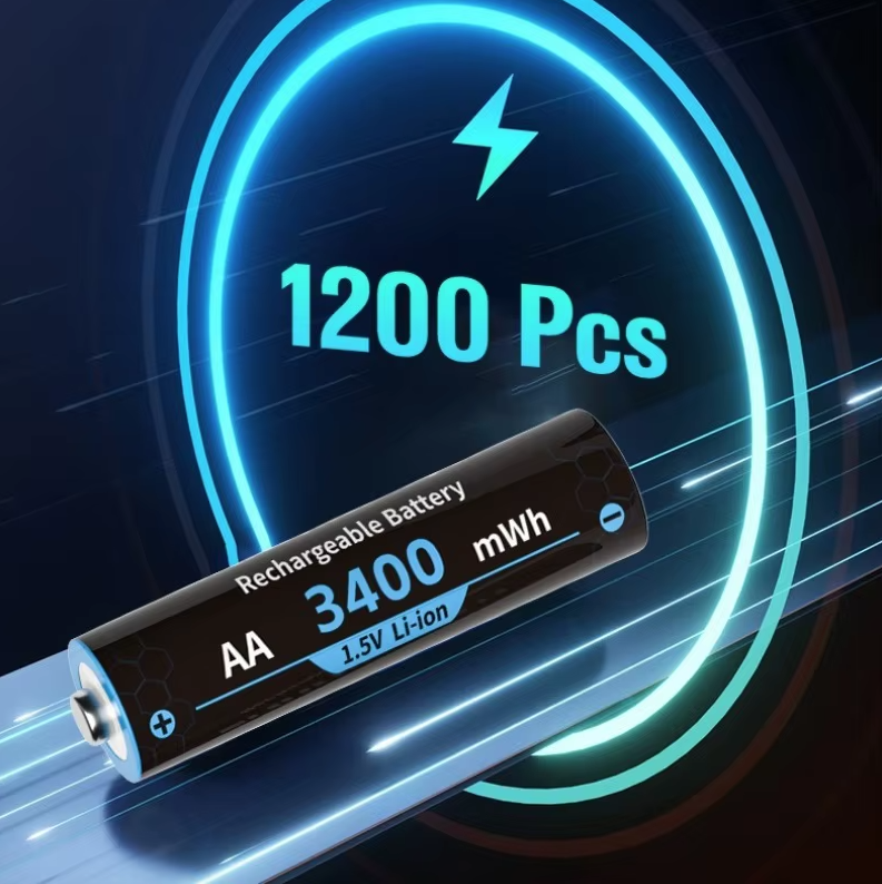 Rechargeable AA Batteries Lithium with Charger,8 Pack 1.5V 3000mWh Double A Battery Rechargeable,Long Lasting Pilas Recargables Lithium ion AA Battery with Charging Storage Box