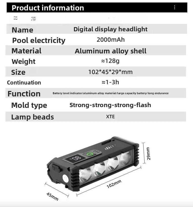 ACRUNU LED Bike Light USB Rechargeable Cycling light - 4 Modes Bicycle Headlight 