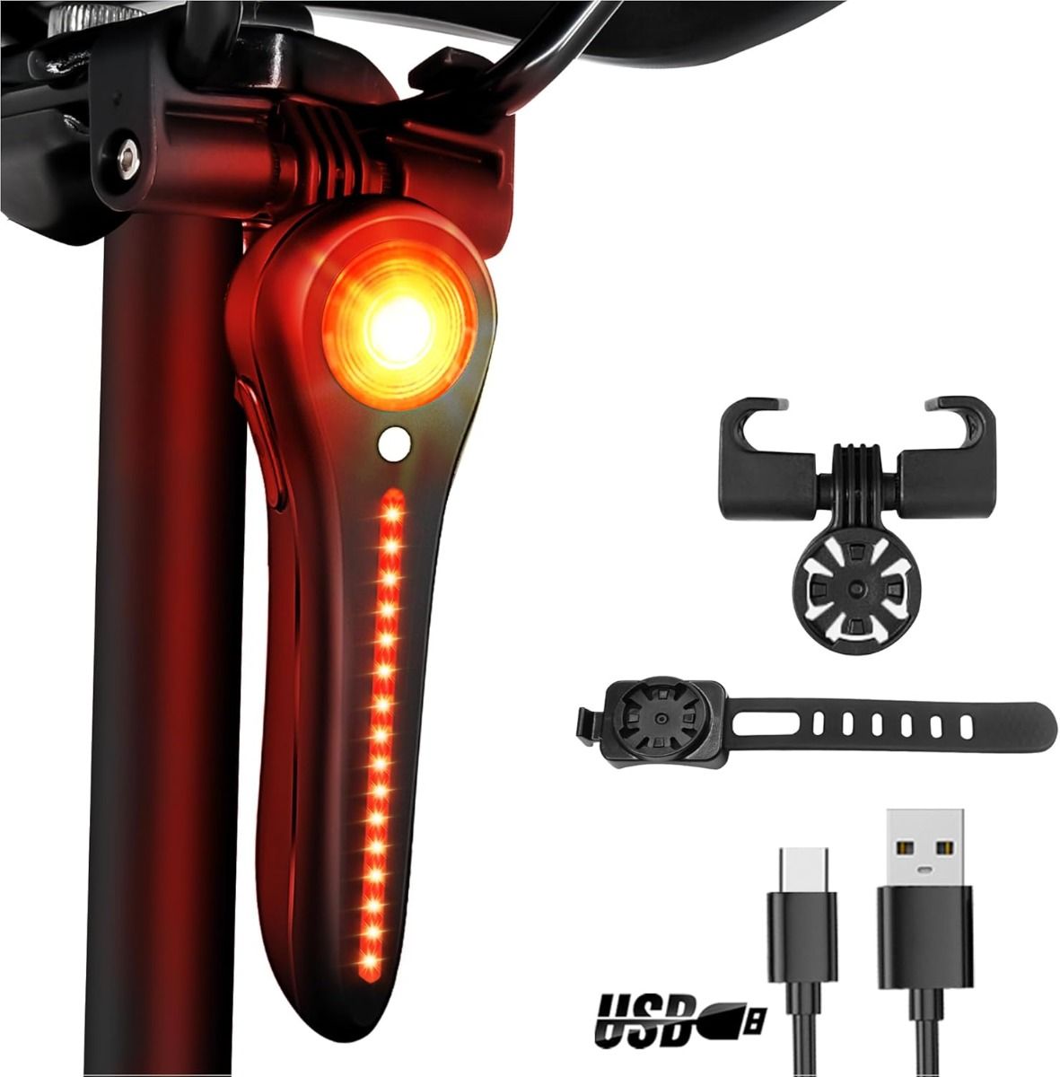 Bike Tail Light Smart USB-C Rechargeable Bicycle Taillight  Super Bright Rear Bike Light for Road Mountain, Cycling Taillight