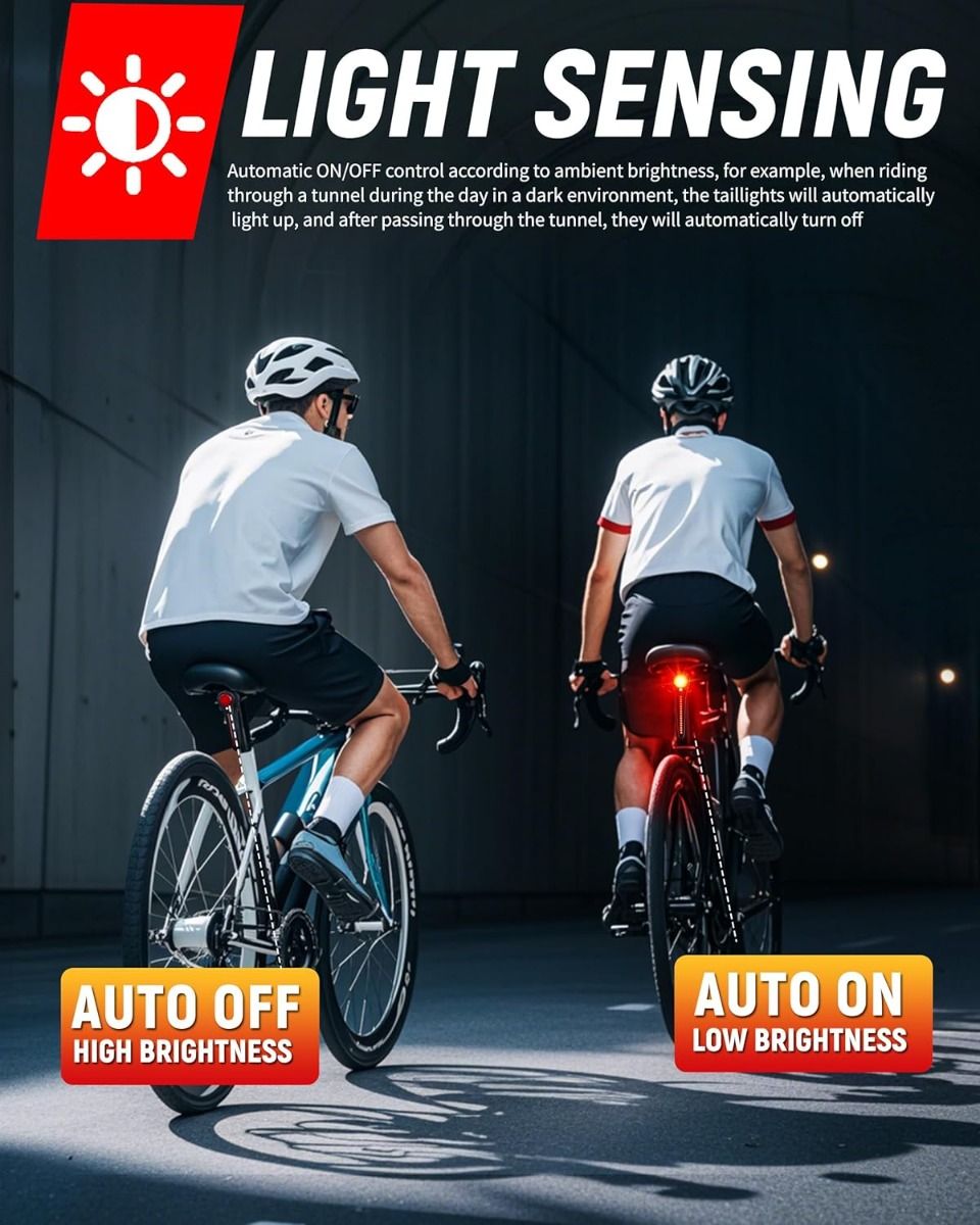 Bike Tail Light Smart USB-C Rechargeable Bicycle Taillight  Super Bright Rear Bike Light for Road Mountain, Cycling Taillight