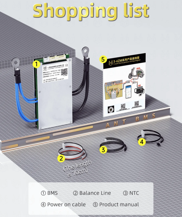 ANT Smart BMS 4S-24S 16S 40A Lifepo4 BMS 10S 13S 48V 30A Li-ion BMS 20S NMC LFP for E-bike E-scooter with Bluetooth Balance BMS