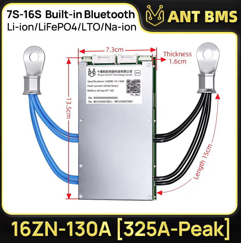 ANT Smart BMS 4S-24S 16S 40A Lifepo4 BMS 10S 13S 48V 30A Li-ion BMS 20S NMC LFP for E-bike E-scooter with Bluetooth Balance BMS