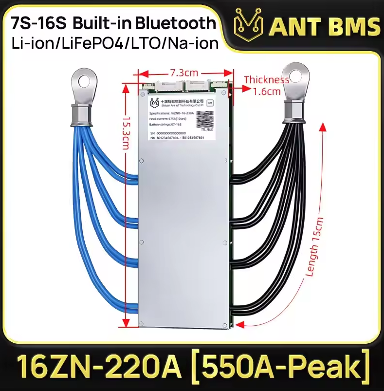 ANT Smart BMS 4S-24S 16S 40A Lifepo4 BMS 10S 13S 48V 30A Li-ion BMS 20S NMC LFP for E-bike E-scooter with Bluetooth Balance BMS