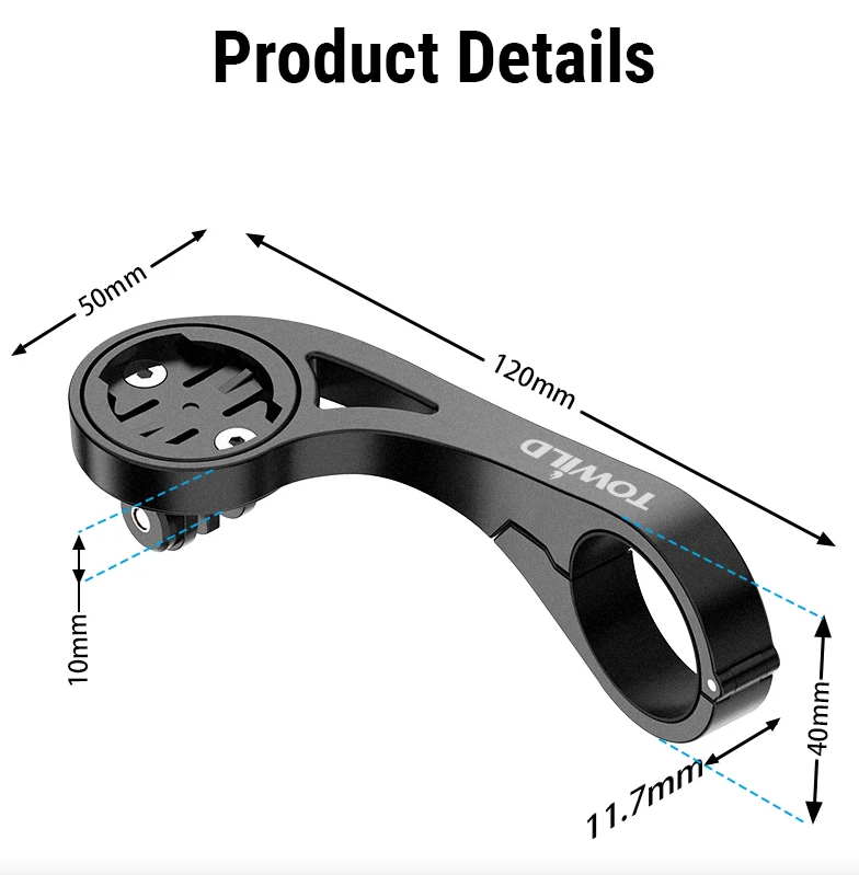 TOWILD AS90 Bicycle Handlebar Extended Bracket Bike Headlight Mount Bar Computer Holder Lantern Lamp Support Rack Fiber Stand