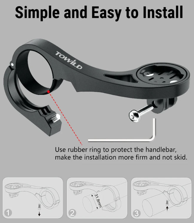 TOWILD AS90 Bicycle Handlebar Extended Bracket Bike Headlight Mount Bar Computer Holder Lantern Lamp Support Rack Fiber Stand