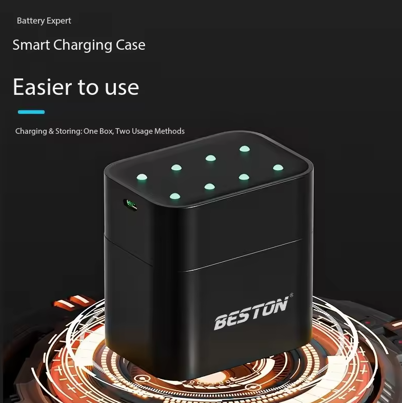 Beston Smart Battery Charger 8 Slots AA with 3600mWh 1.5V Rechargeable Lithium Battery Fast Charging Battery Charger Set