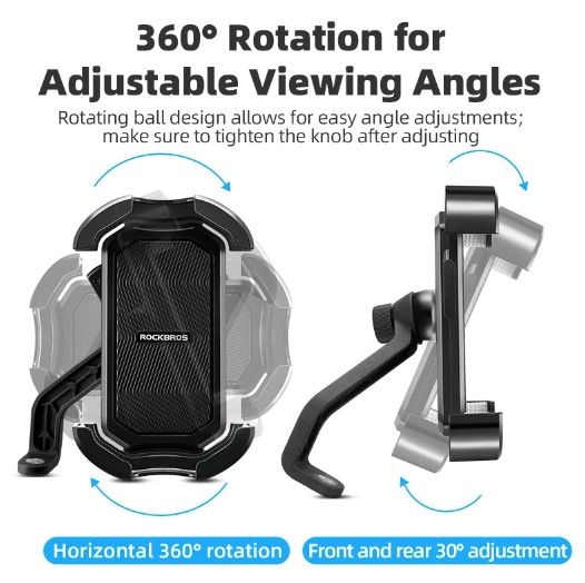 ROCKBROS Bicycle Phone Mount Secure 360° Rotate Shockproof Holder 4.7-6.8 Inch for Bike and E-bike Adventure