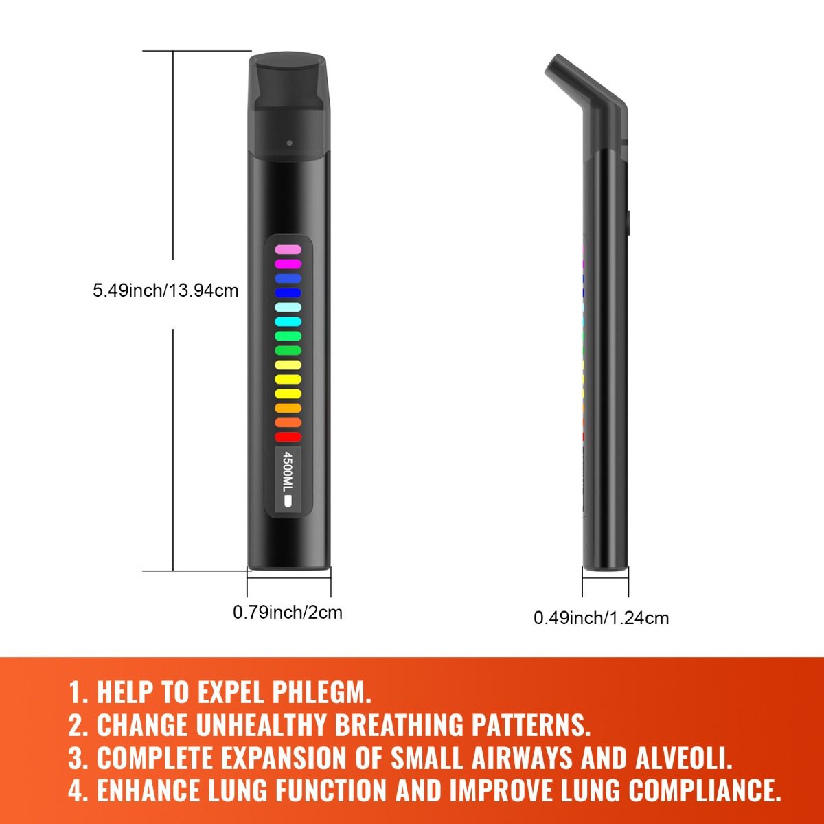 Breathing Exercise Device, Portable Breathing Training Device for Better Breathe, Guided Smart Breathing Exercise Assistant for Athletes andSports Enthusiasts