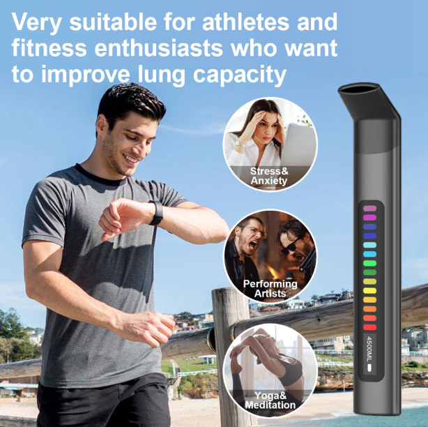 Breathing Exercise Device, Portable Breathing Training Device for Better Breathe, Guided Smart Breathing Exercise Assistant for Athletes andSports Enthusiasts