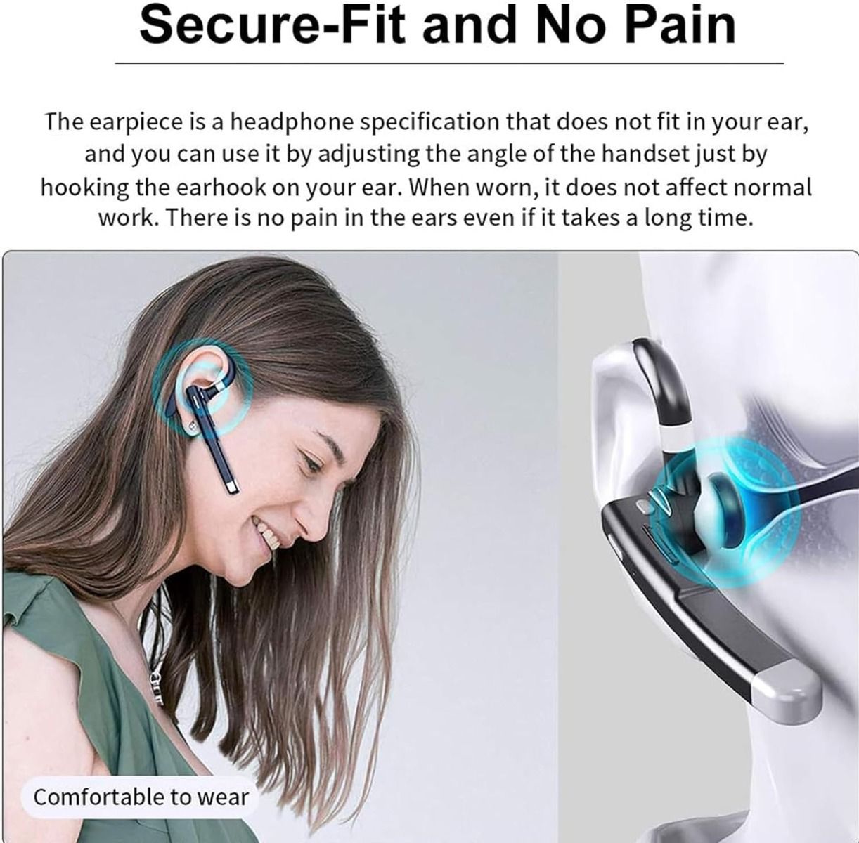 Wireless Headset Business Earpiece Built-in Mic Noise Cancelling Headphone 5.3 Handsfree Sports Earphone