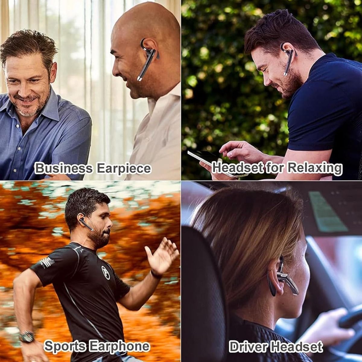 Wireless Headset Business Earpiece Built-in Mic Noise Cancelling Headphone 5.3 Handsfree Sports Earphone