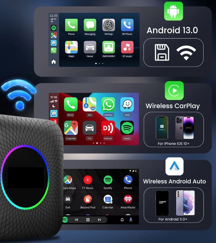 CarlinKit Smart TV Box with Android 13 Wired to Wireless CarPlay Ai Box YouTube Netflix Qualcomm 8-Cores