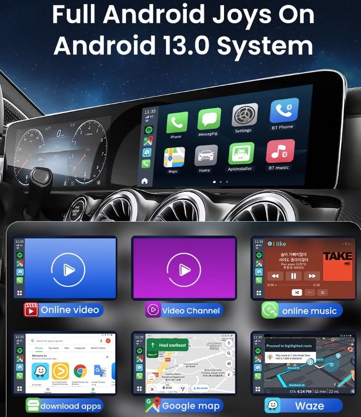 CarlinKit Smart TV Box with Android 13 Wired to Wireless CarPlay Ai Box YouTube Netflix Qualcomm 8-Cores