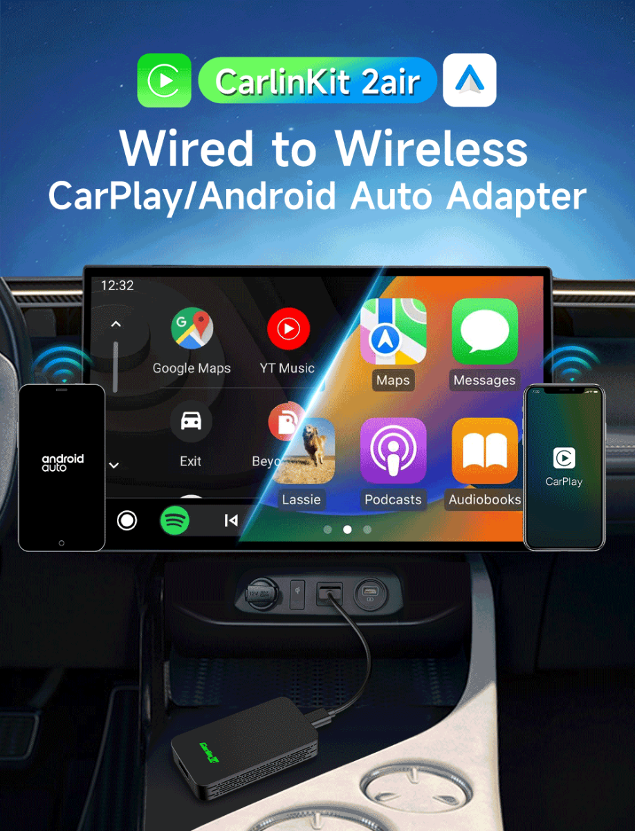 CarlinKit 2air 5.0 Wireless Adapter CarPlay Android Auto Seamless Integration Cross-Platform Compatibility