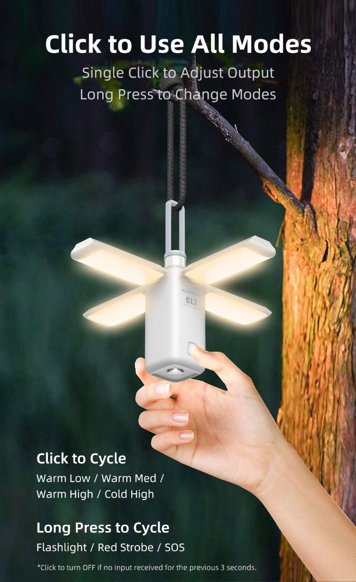 Klarus CL2 750 Lumen Freefolding Camping Light Portable Eye-caring Versatile Lamp with 7 Light Modes