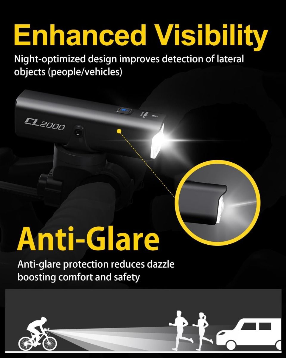 TOWILD CL2000 Bike Lights for Night Riding,2000LM Super Bright Bicycle Headlight,Waterproof Bike Front Light for Mountain Road Cycling Commuting