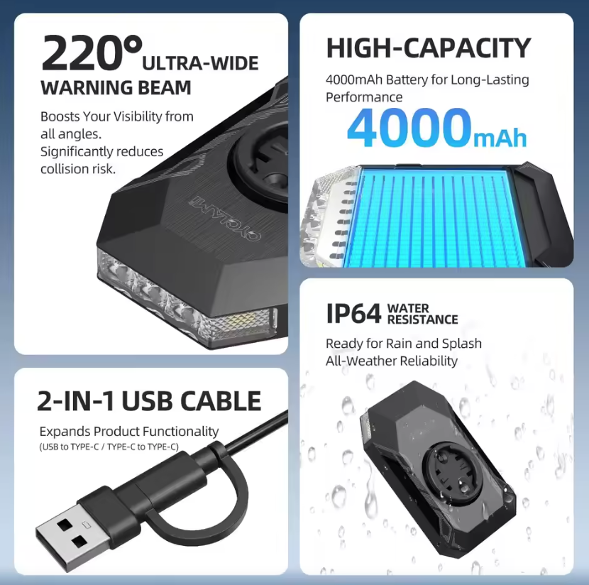 CYCLAMI CL350 Bicycle Light Cycling Headlight 4000mAh Type-C Charging Front Lamp