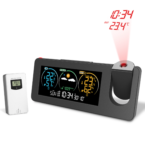 Innovative Projection Clock Wall Digital Alarm with Weather Forecast Stylish Design for Home Decor