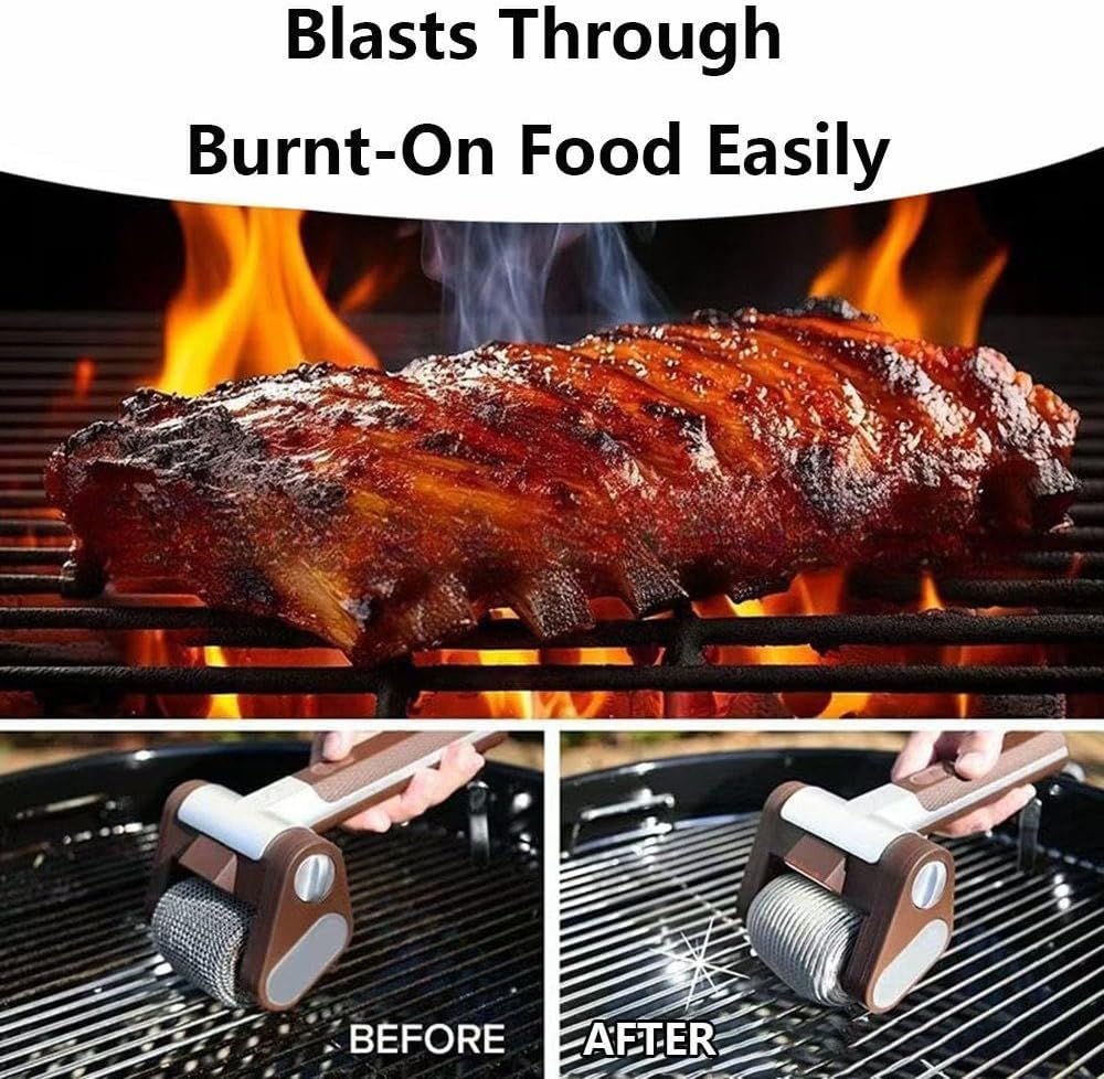 Cordless Electric Grill Brush - Rechargeable with 350 RPM Stainless Steel Roller