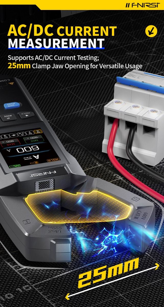 FNIRSI DMC-100 Clamp on Multimeter Fully Automatic Intelligent High Precision Clamp on Meter Ammeter Universal Meter, Measures NCV, AC/DC Voltage Current, Continuity Capacitance Diode Resistance, Temperature