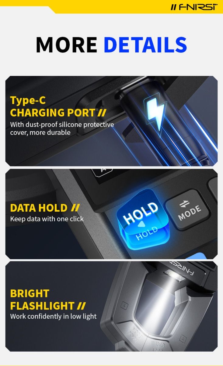 FNIRSI DMC-100 Clamp on Multimeter Fully Automatic Intelligent High Precision Clamp on Meter Ammeter Universal Meter, Measures NCV, AC/DC Voltage Current, Continuity Capacitance Diode Resistance, Temperature