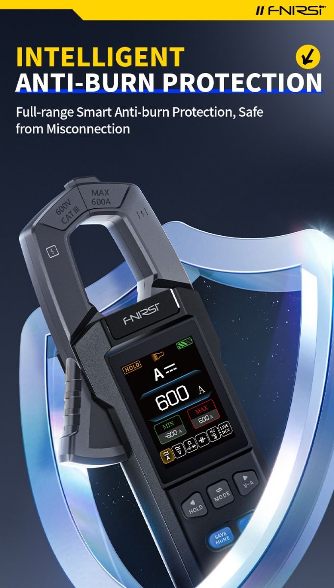 FNIRSI DMC-100 Clamp on Multimeter Fully Automatic Intelligent High Precision Clamp on Meter Ammeter Universal Meter, Measures NCV, AC/DC Voltage Current, Continuity Capacitance Diode Resistance, Temperature