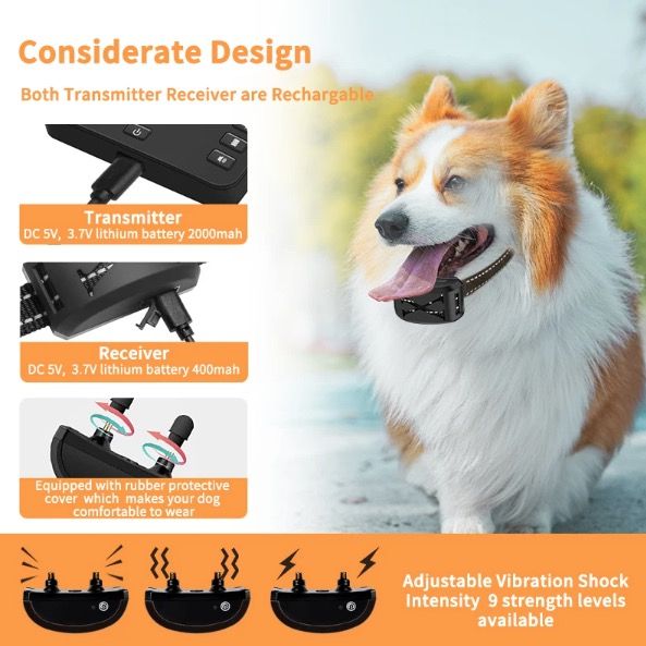Wireless Dog Electric Fence Remote Training Collar Rechargeable Safe Pet Containment Customizable Boundaries