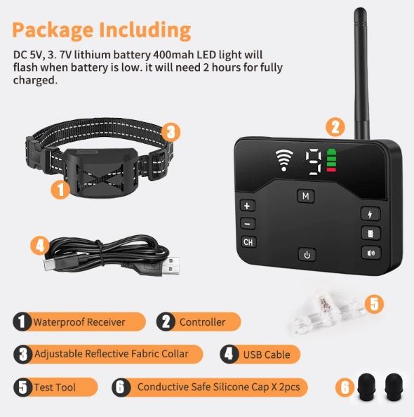 Wireless Dog Electric Fence Remote Training Collar Rechargeable Safe Pet Containment Customizable Boundaries