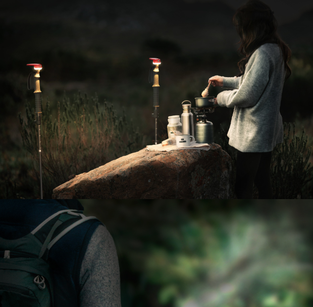 GUITORCH Trail Back Trek Poles lighting Lightweight Aluminum Hiking Poles