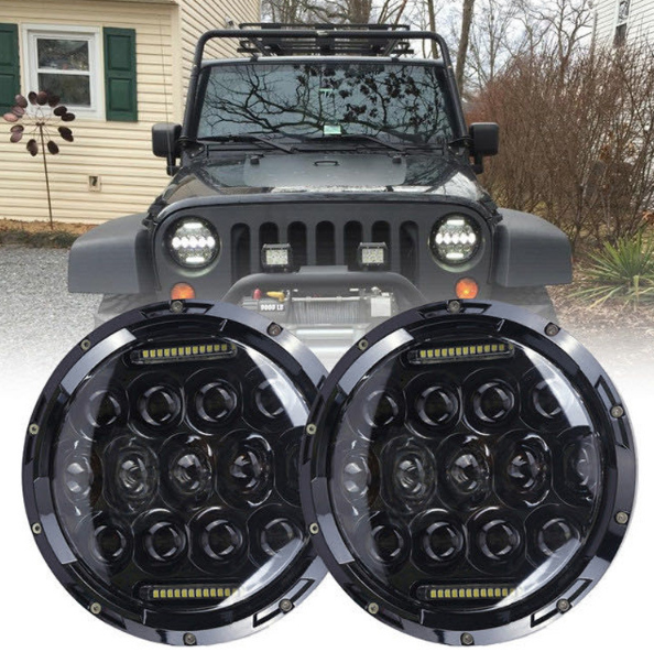 7 Inch Motorcycle LED Headlight  Beam DRL Turn Signal 7" Round Headlamp for Harley Jeep Wrangler Hummer 