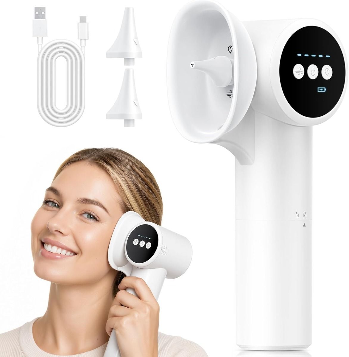 Electric Ear Cleaner with 5 Pressure Settings and Mild Drying