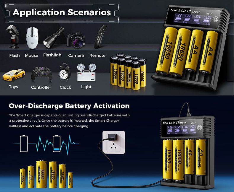 USB LCD Battery Smart Charger Efficient Charger for 18650 AA AAA Batteries with LCD Display Versatile and Portable