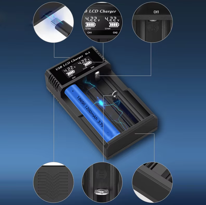 USB LCD Battery Smart Charger Efficient Charger for 18650 AA AAA Batteries with LCD Display Versatile and Portable