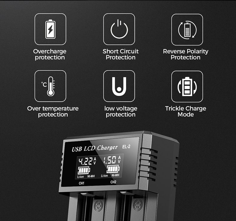 USB LCD Battery Smart Charger Efficient Charger for 18650 AA AAA Batteries with LCD Display Versatile and Portable