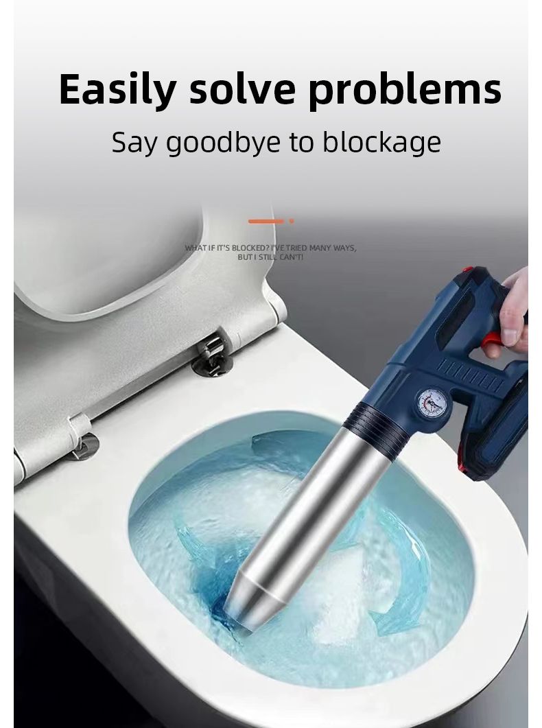 Electric Sewer Dredge Tools with Clogged Toilet Plungers and Air Drain Blaster Gun for Efficient Plumbing Solutions