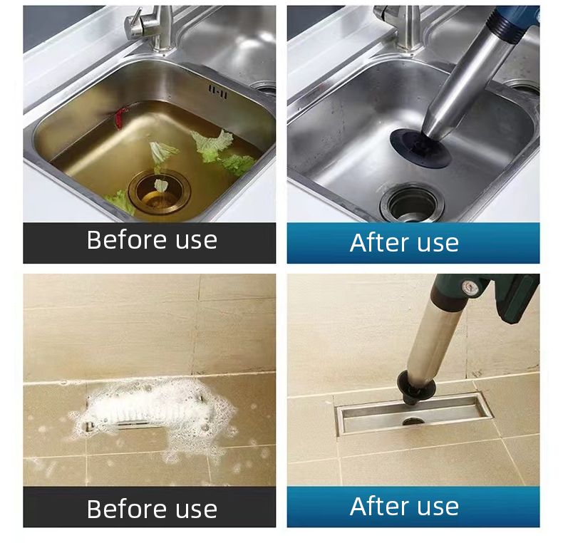 Electric Sewer Dredge Tools with Clogged Toilet Plungers and Air Drain Blaster Gun for Efficient Plumbing Solutions