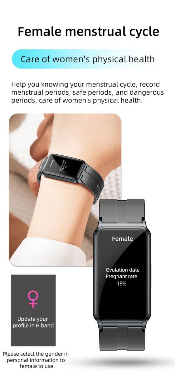 EP01 Blood Glucose Sugar Smart Watch: ECG, HRV, Heart Rate, Temp. 1.47" HD Waterproof Fitness Tracker