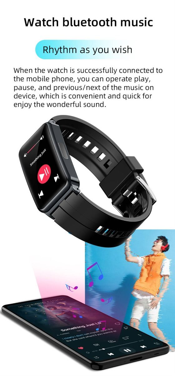 EP01 Blood Glucose Sugar Smart Watch: ECG, HRV, Heart Rate, Temp. 1.47" HD Waterproof Fitness Tracker