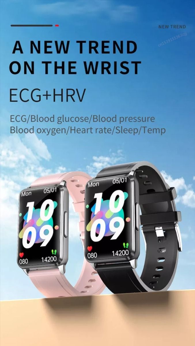 EP02 Blood Glucose Sugar Smart Watch ECG HRV heart rate temperature 1.57" HD waterproof Smart Bracelet Band Fitness Tracker