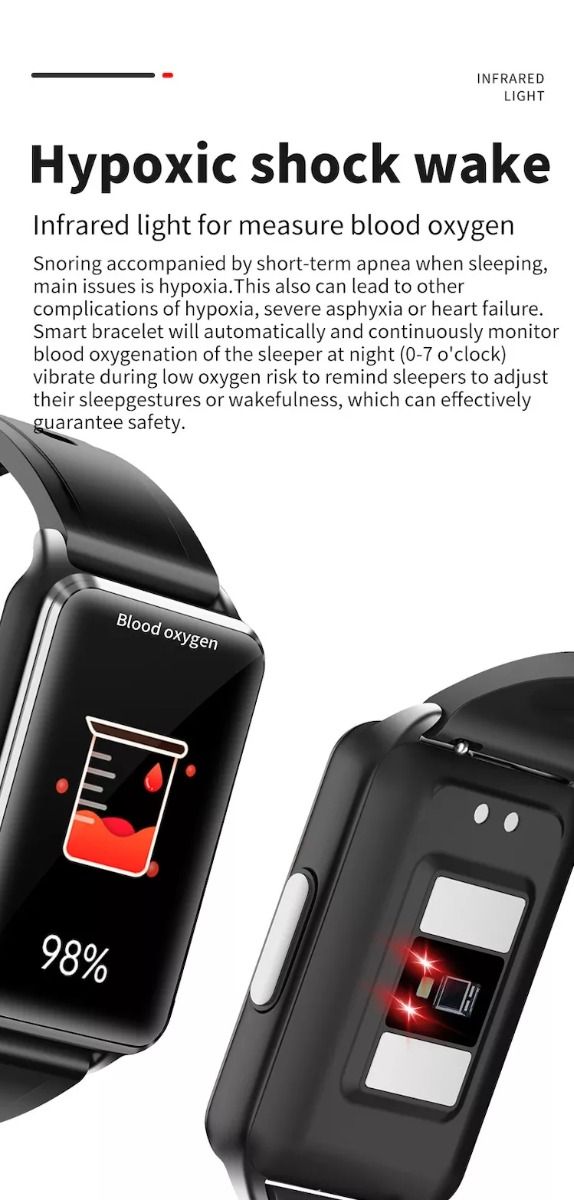 EP02 Blood Glucose Sugar Smart Watch ECG HRV heart rate temperature 1.57" HD waterproof Smart Bracelet Band Fitness Tracker