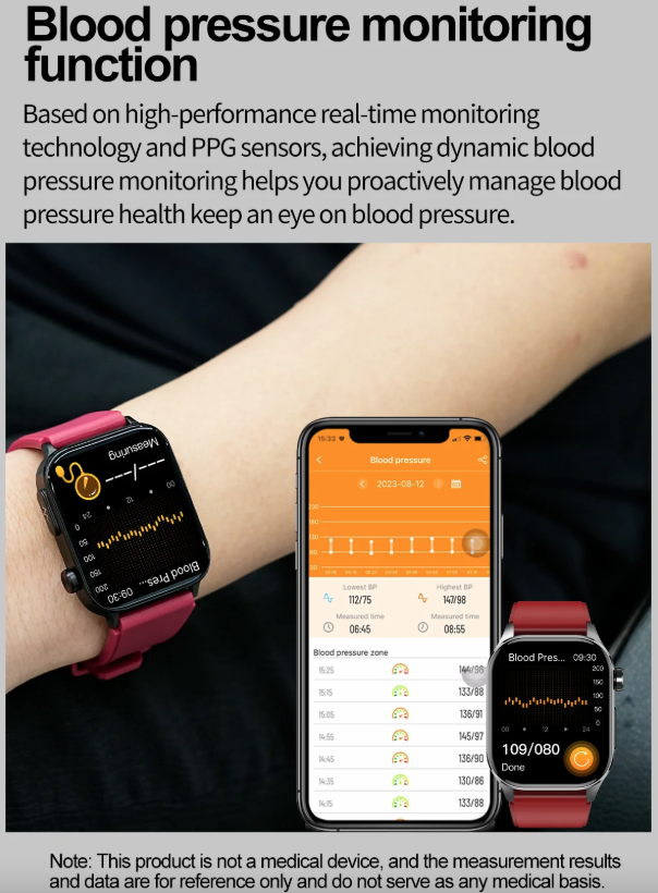 E580 Blood Glucose Smart Watch ECG Heart Rate Blood Pressure IP68 Waterproof Smartwatch