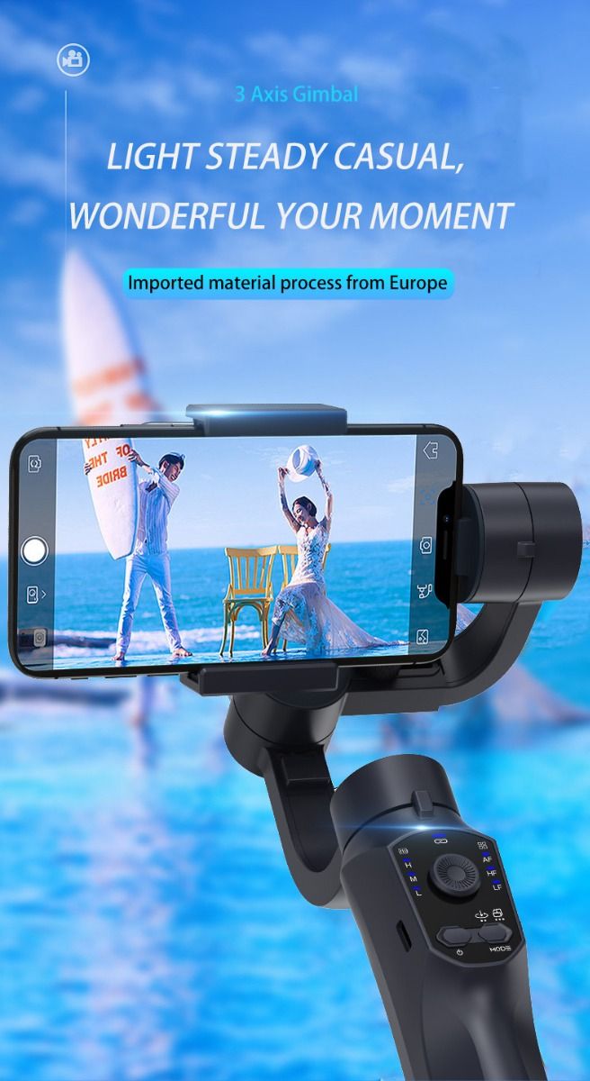F10 Pro Stabilizer 3-Axis Phone Gimbal for Mobile Filmmaking with Smartphone Compatibility and Face Recognition