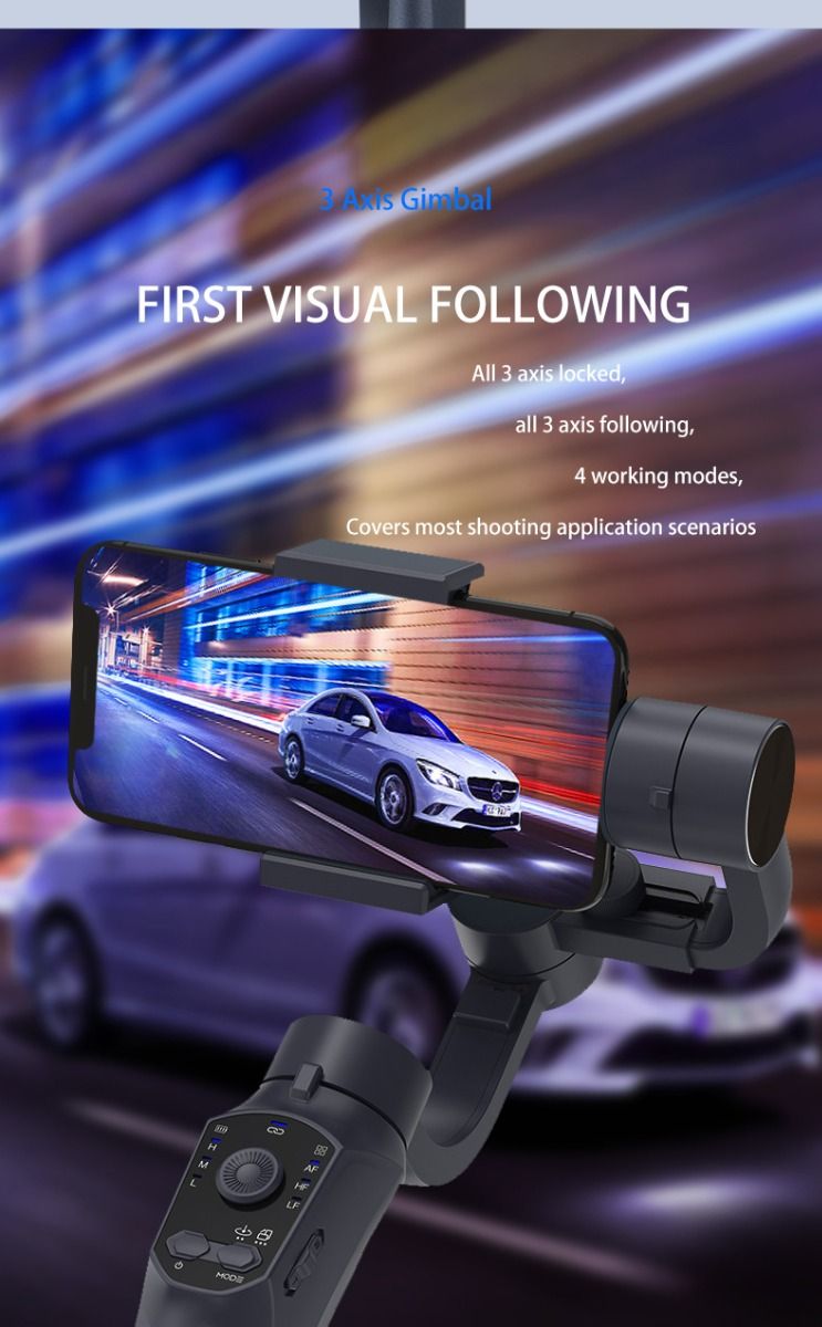 F10 Pro Stabilizer 3-Axis Phone Gimbal for Mobile Filmmaking with Smartphone Compatibility and Face Recognition