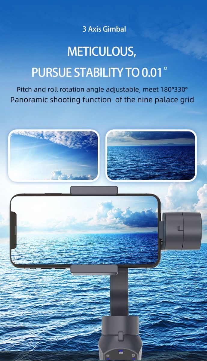F10 Pro Stabilizer 3-Axis Phone Gimbal for Mobile Filmmaking with Smartphone Compatibility and Face Recognition