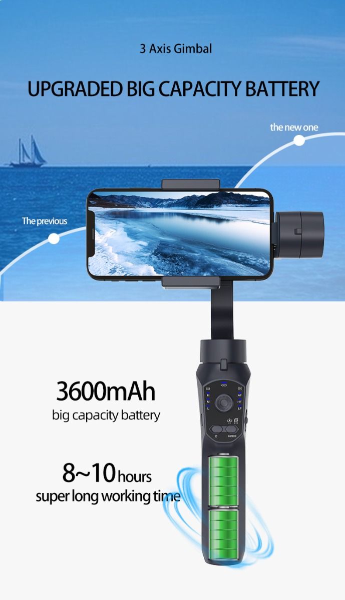 F10 Pro Stabilizer 3-Axis Phone Gimbal for Mobile Filmmaking with Smartphone Compatibility and Face Recognition
