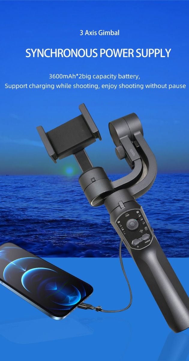 F10 Pro Stabilizer 3-Axis Phone Gimbal for Mobile Filmmaking with Smartphone Compatibility and Face Recognition